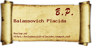Balassovich Placida névjegykártya